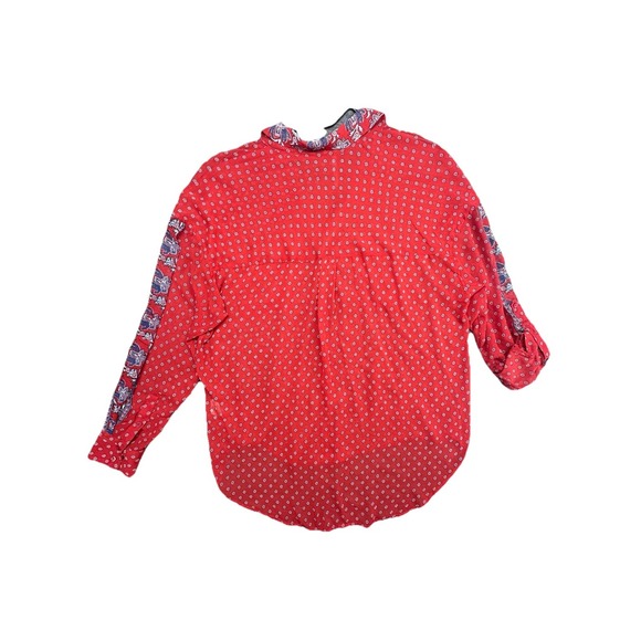 Womens‎ Shirt Free People Red Easy Rider Bandana Paisley Print Size Medium - Picture 2 of 8
